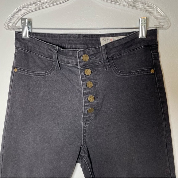 Pistola Black Raw Hem Exposed Button Fly Jeans| Size 30 - Picture 2 of 12